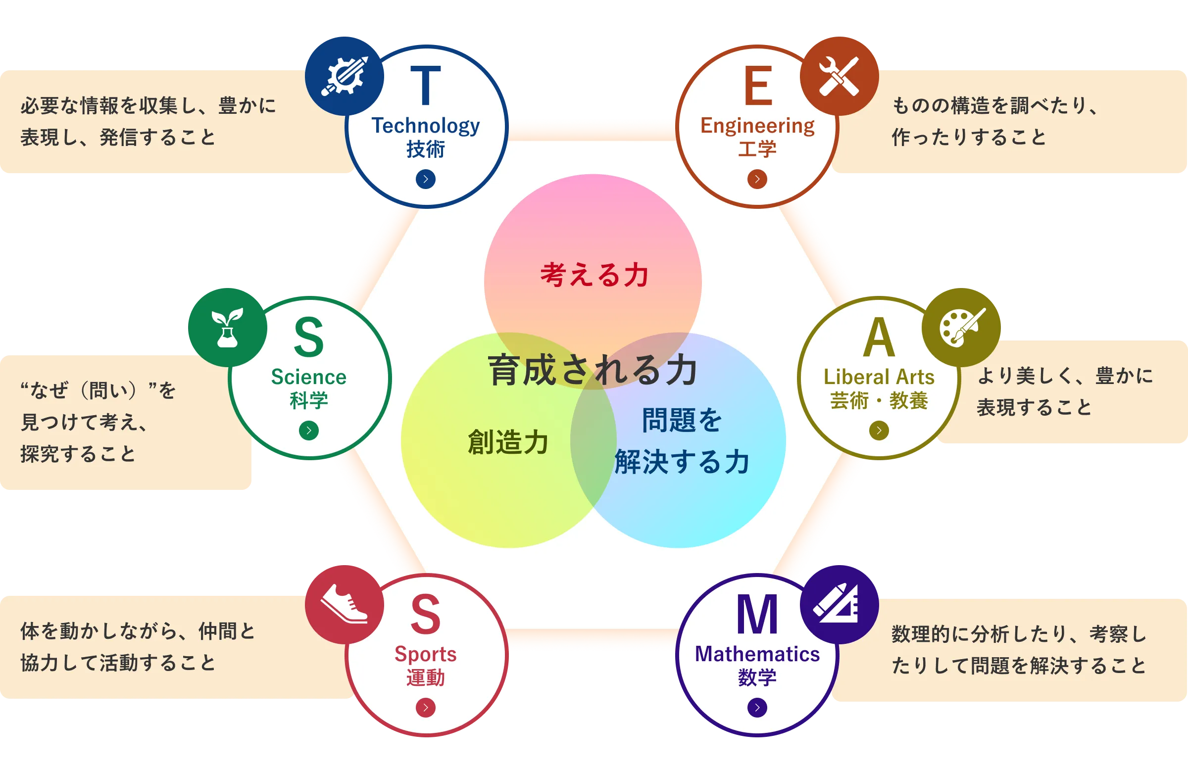 考える力、創造力、問題を解決する力が育成されます。